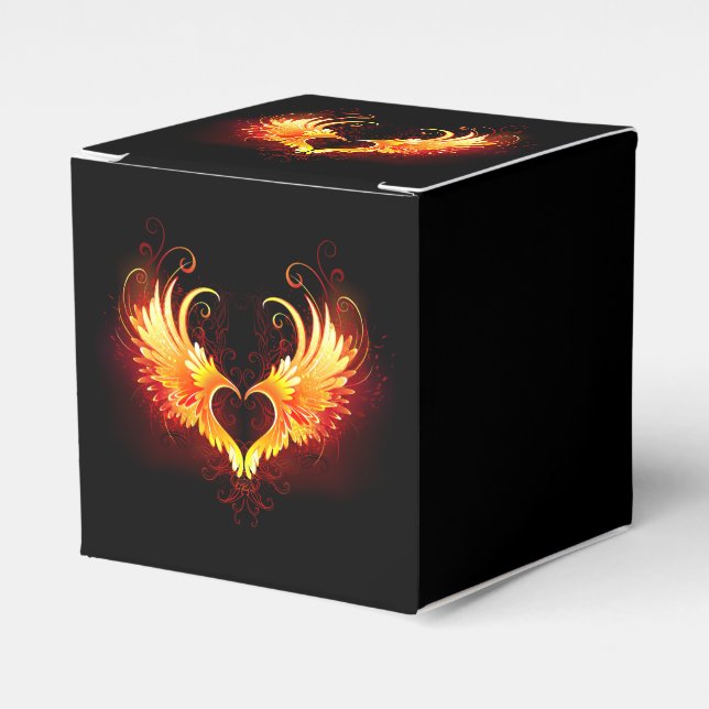 Angel Fire Heart with Wings Favour Box (Front Side)