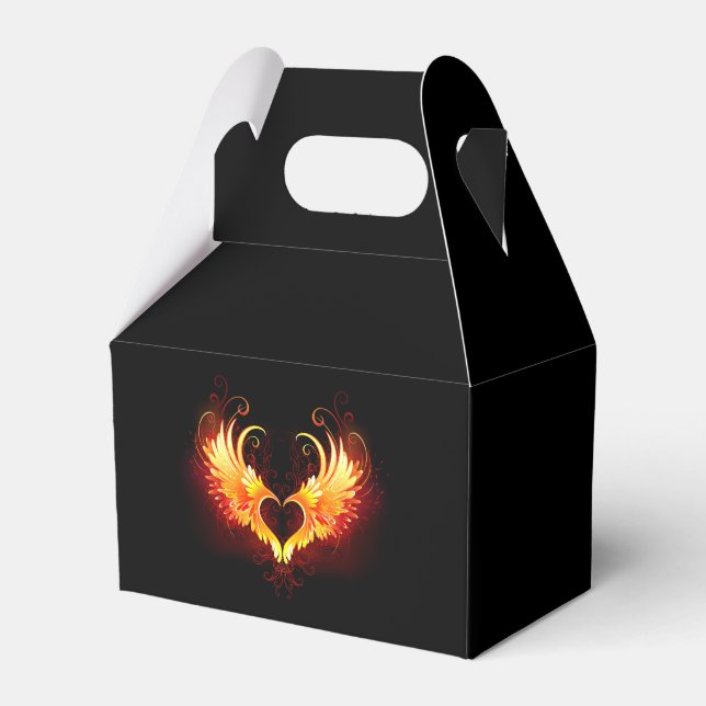 Angel Fire Heart with Wings Favour Box (Front Side)