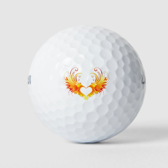 Angel Fire Heart with Wings Golf Balls (Front)