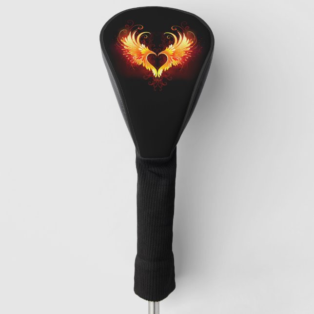 Angel Fire Heart with Wings Golf Head Cover (Front)