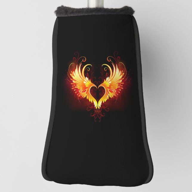Angel Fire Heart with Wings Golf Head Cover (Rotate 90)