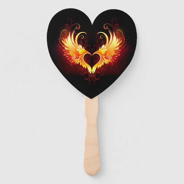 Angel Fire Heart with Wings Hand Fan (Front)
