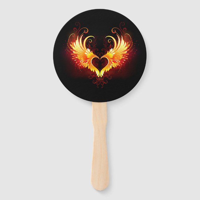 Angel Fire Heart with Wings Hand Fan (Front)