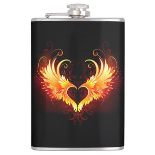 Angel Fire Heart with Wings Hip Flask