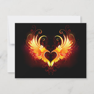 Angel Fire Heart with Wings Holiday Card