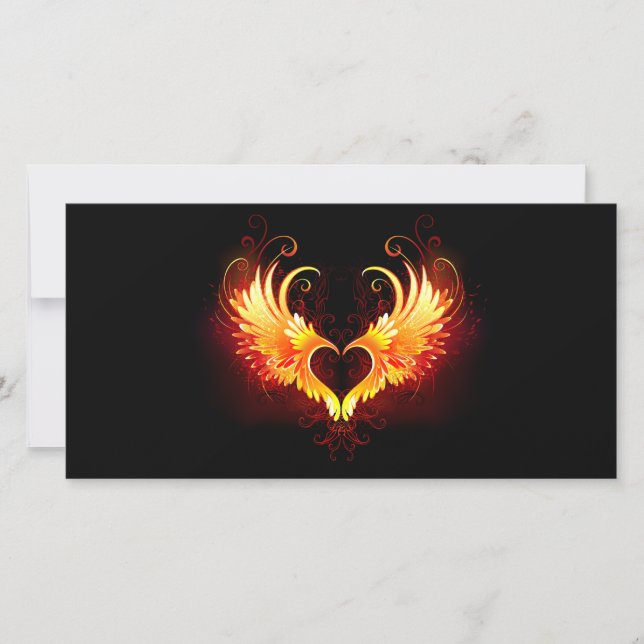 Angel Fire Heart with Wings Holiday Card (Front)