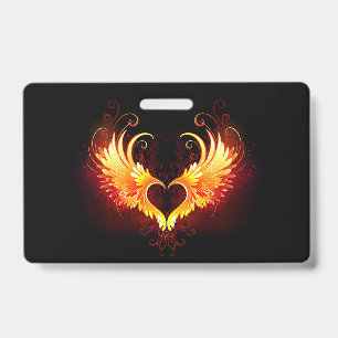 Angel Fire Heart with Wings ID Badge