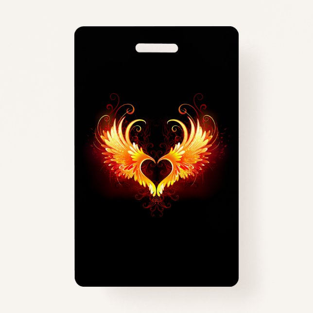 Angel Fire Heart with Wings ID Badge (Front)
