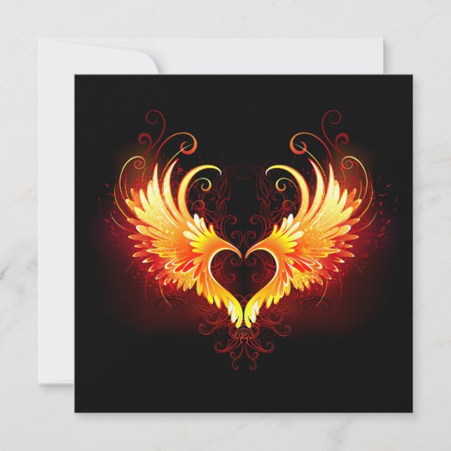 Angel Fire Heart with Wings Invitation (Front)