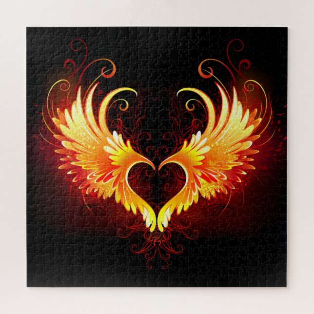 Angel Fire Heart with Wings Jigsaw Puzzle (Horizontal)