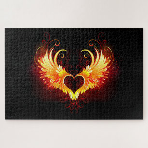 Angel Fire Heart with Wings Jigsaw Puzzle