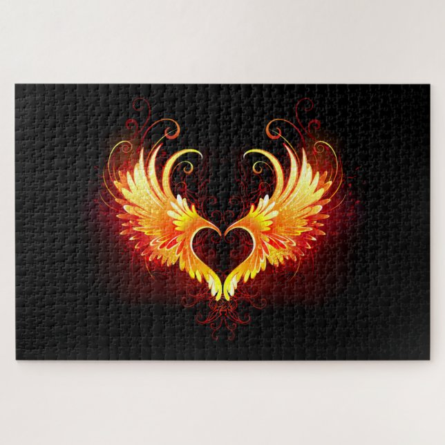 Angel Fire Heart with Wings Jigsaw Puzzle (Horizontal)