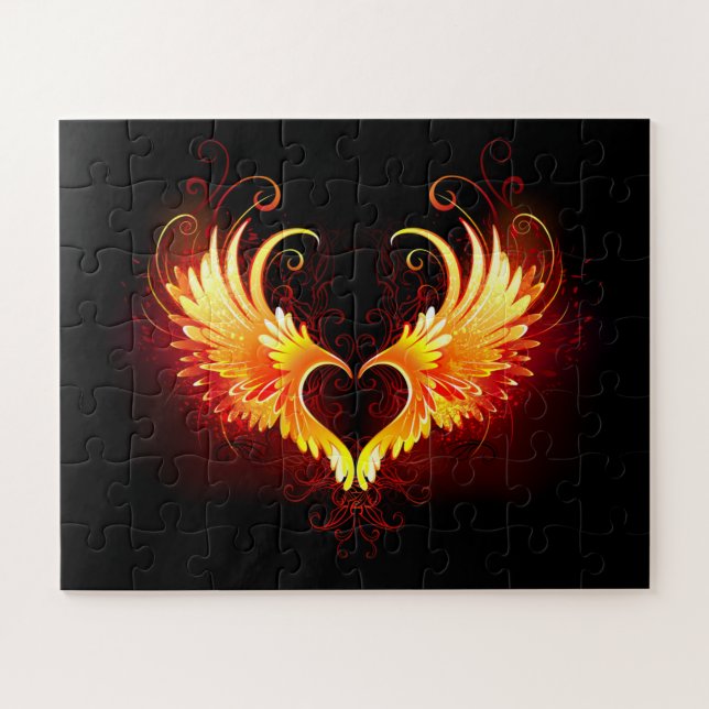 Angel Fire Heart with Wings Jigsaw Puzzle (Horizontal)