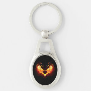 Angel Fire Heart with Wings Key Ring
