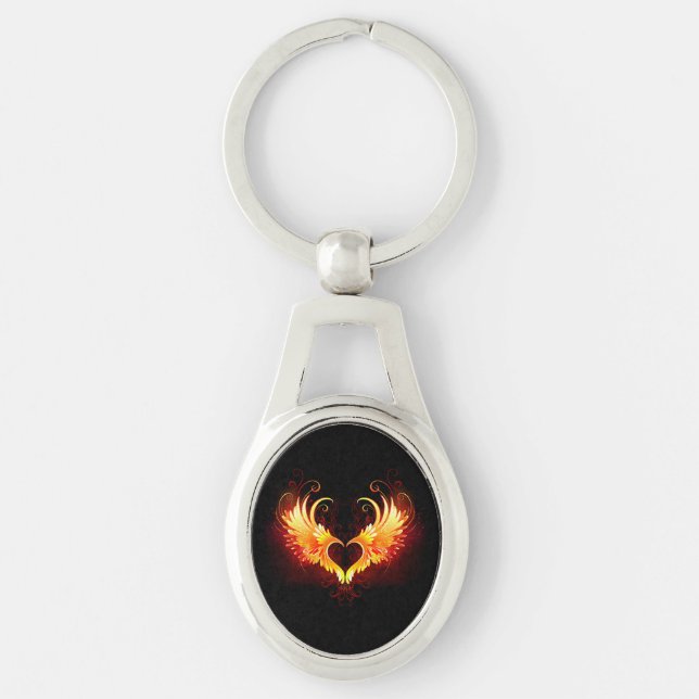 Angel Fire Heart with Wings Key Ring (Front)