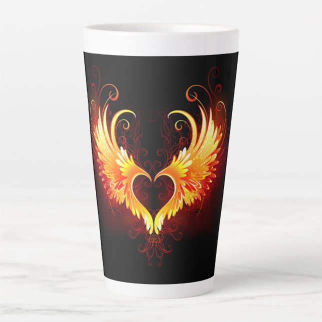 Angel Fire Heart with Wings Latte Mug (Front)