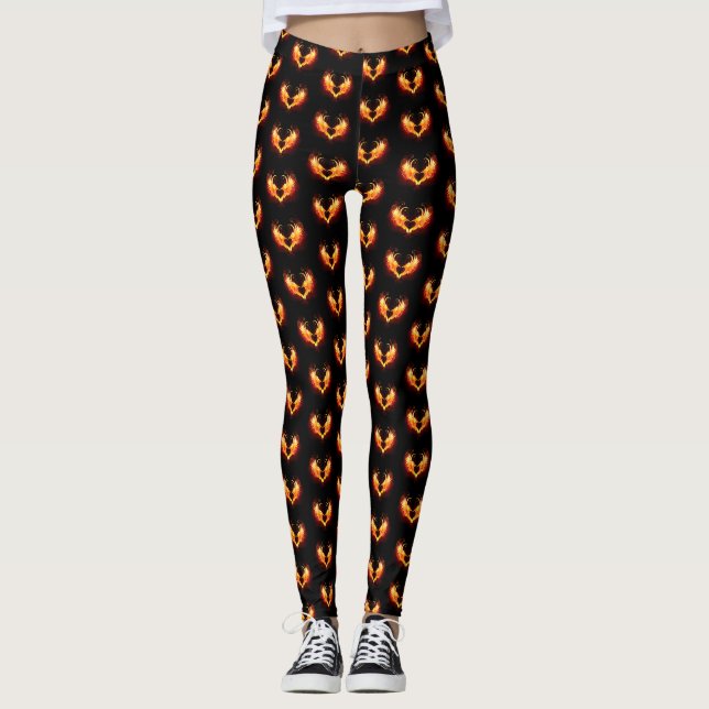 Angel Fire Heart with Wings Leggings (Front)