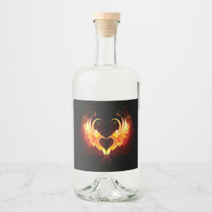 Angel Fire Heart with Wings Liquor Bottle Label
