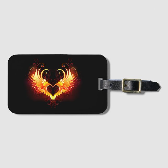 Angel Fire Heart with Wings Luggage Tag (Front Horizontal)