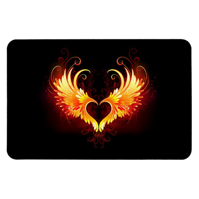 Angel Fire Heart with Wings Magnet (Horizontal)