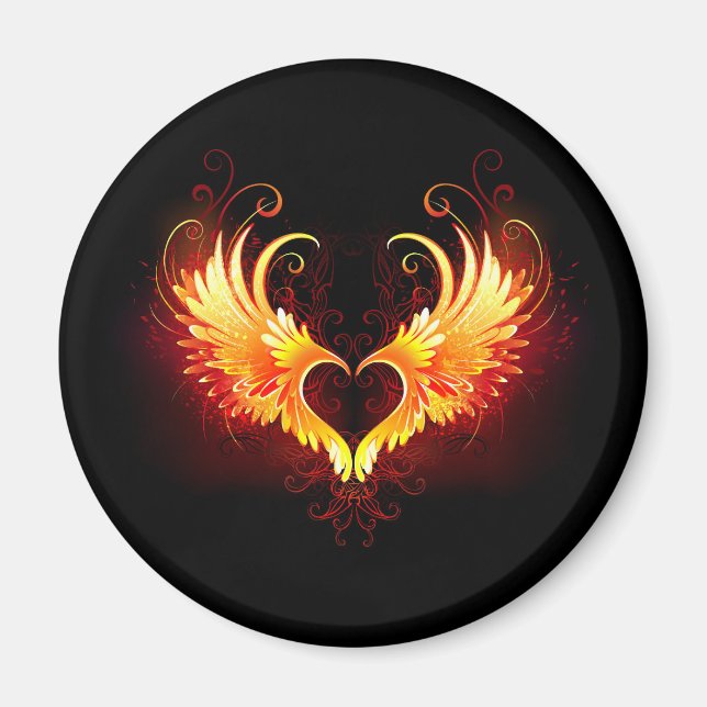 Angel Fire Heart with Wings Magnet (Front)
