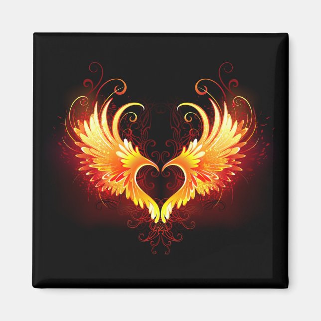 Angel Fire Heart with Wings Magnet (Front)