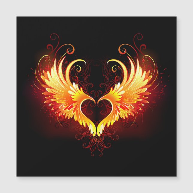 Angel Fire Heart with Wings Magnetic Invitation (Front)