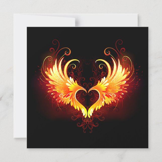 Angel Fire Heart with Wings Magnetic Invitation (Front)