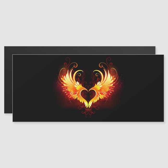 Angel Fire Heart with Wings Magnetic Invitation (Front/Back)