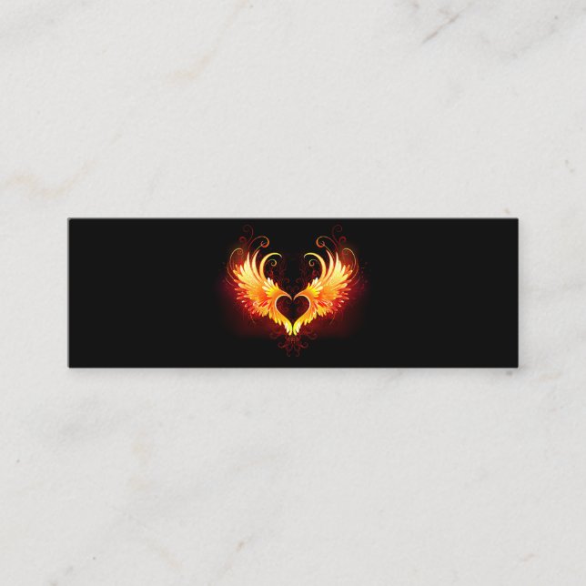 Angel Fire Heart with Wings Mini Business Card (Front)