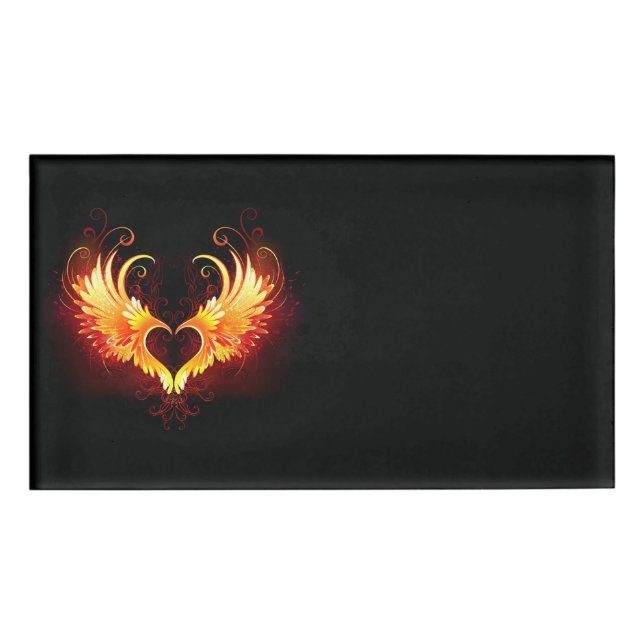 Angel Fire Heart with Wings Name Tag (Front)