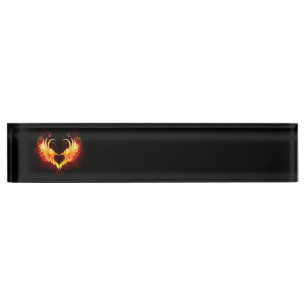 Angel Fire Heart with Wings Nameplate