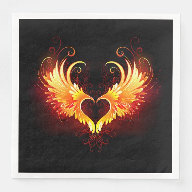Angel Fire Heart with Wings Napkin (Front)