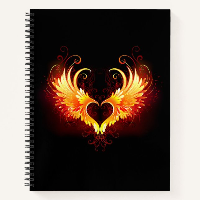 Angel Fire Heart with Wings Notebook (Front)