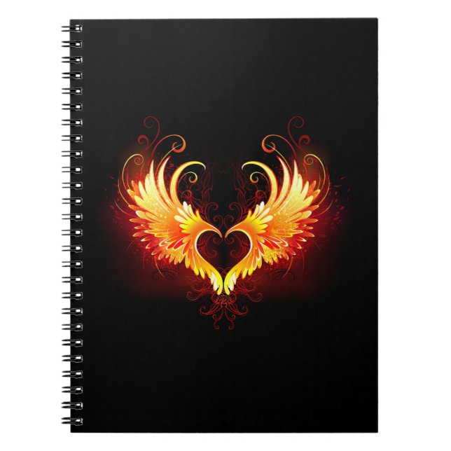 Angel Fire Heart with Wings Notebook (Front)