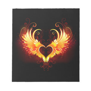 Angel Fire Heart with Wings Notepad