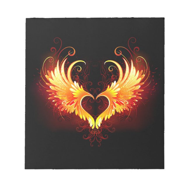 Angel Fire Heart with Wings Notepad (Front)