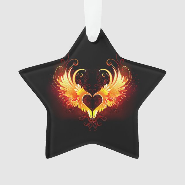 Angel Fire Heart with Wings Ornament (Front)