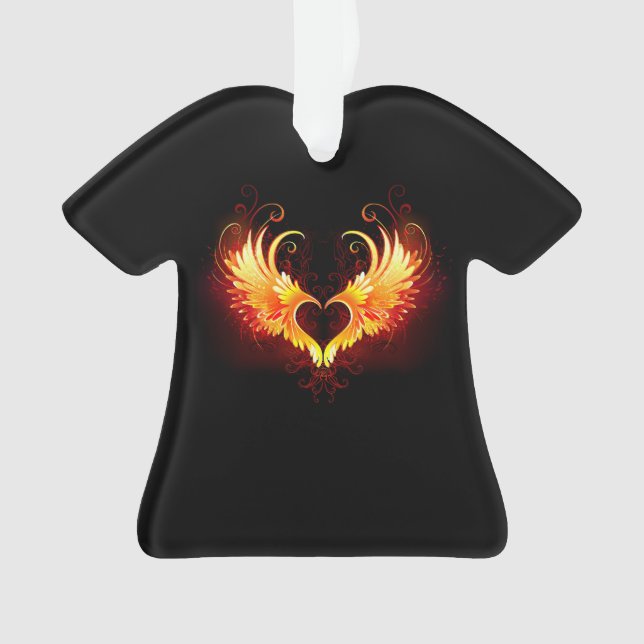 Angel Fire Heart with Wings Ornament (Front)