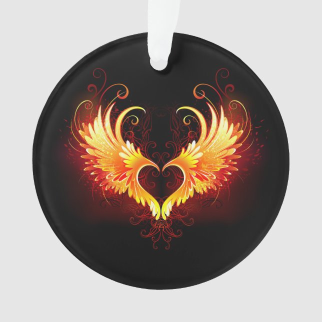 Angel Fire Heart with Wings Ornament (Front)