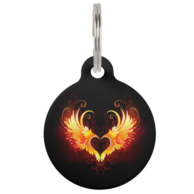 Angel Fire Heart with Wings Pet Tag (Front)