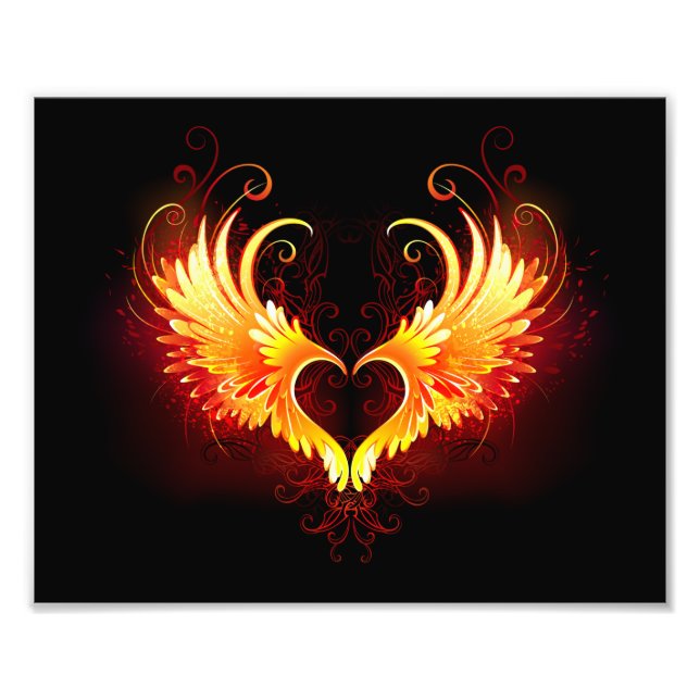 Angel Fire Heart with Wings Photo Print (Front)
