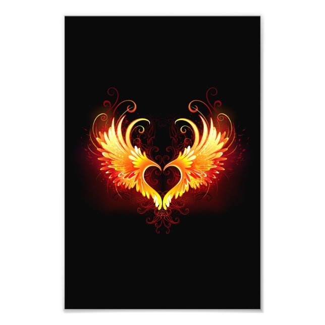 Angel Fire Heart with Wings Photo Print (Front)