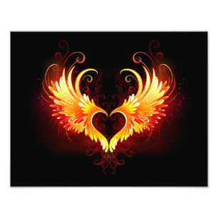 Angel Fire Heart with Wings Photo Print