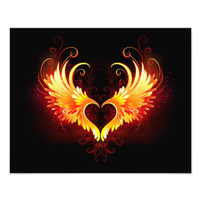 Angel Fire Heart with Wings Photo Print (Front)