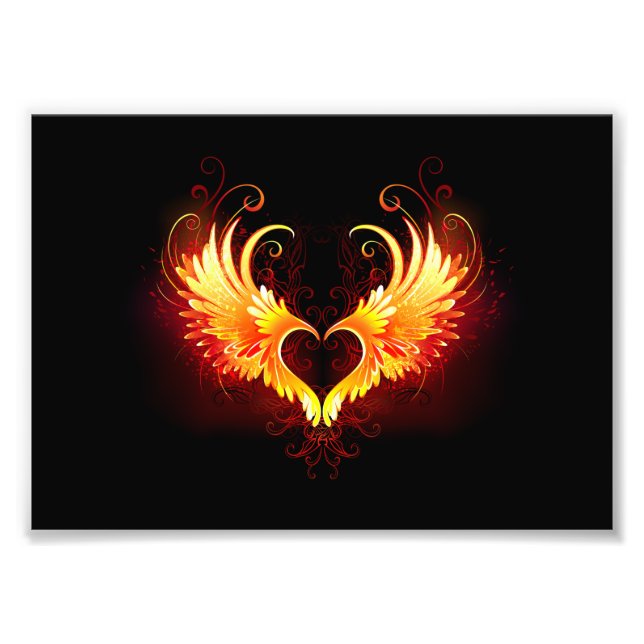 Angel Fire Heart with Wings Photo Print (Front)