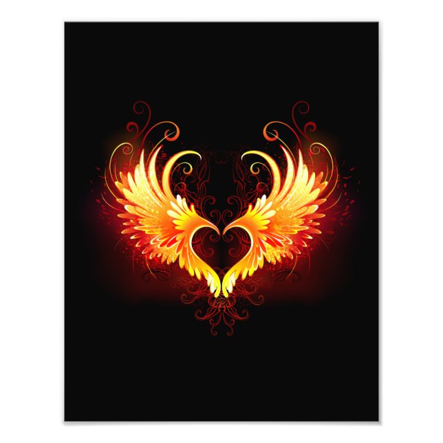 Angel Fire Heart with Wings Photo Print (Front)