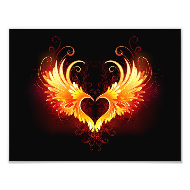 Angel Fire Heart with Wings Photo Print (Front)