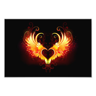 Angel Fire Heart with Wings Photo Print