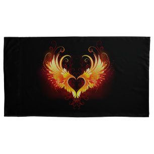 Angel Fire Heart with Wings Pillowcase